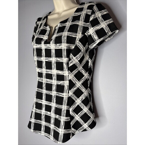 Alyx B&W Career Wear Stretch Fitted Blouse Small With Silver Accent - Picture 5 of 9